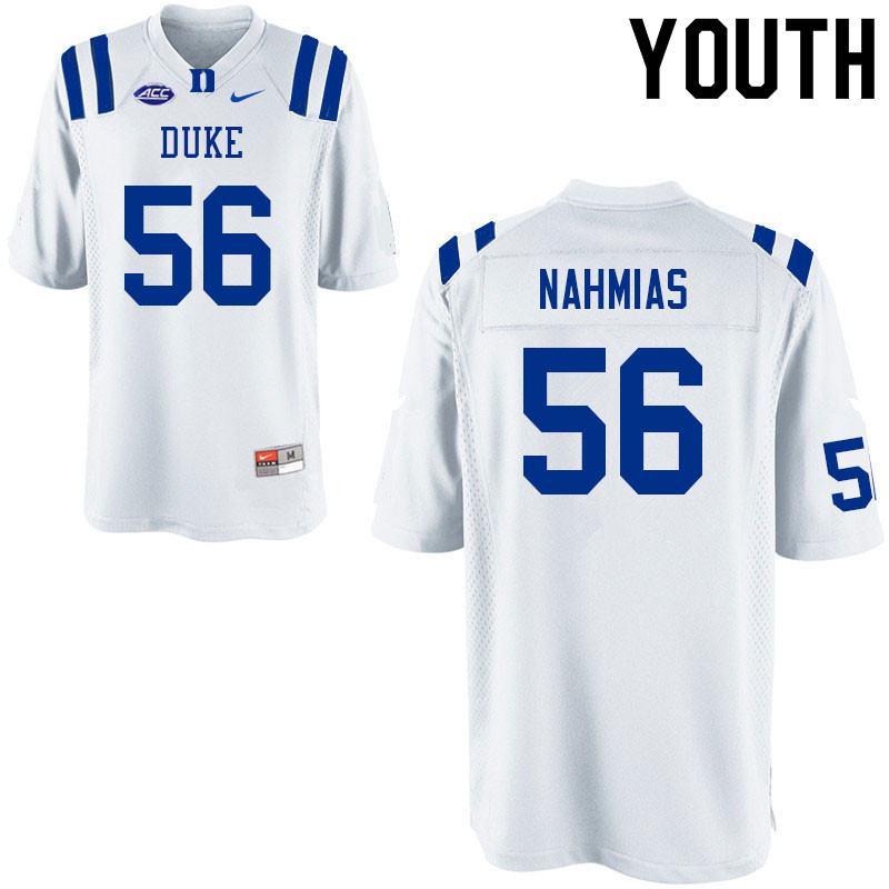Youth #56 Steven Nahmias Duke Blue Devils College Football Jerseys Sale-White - Click Image to Close